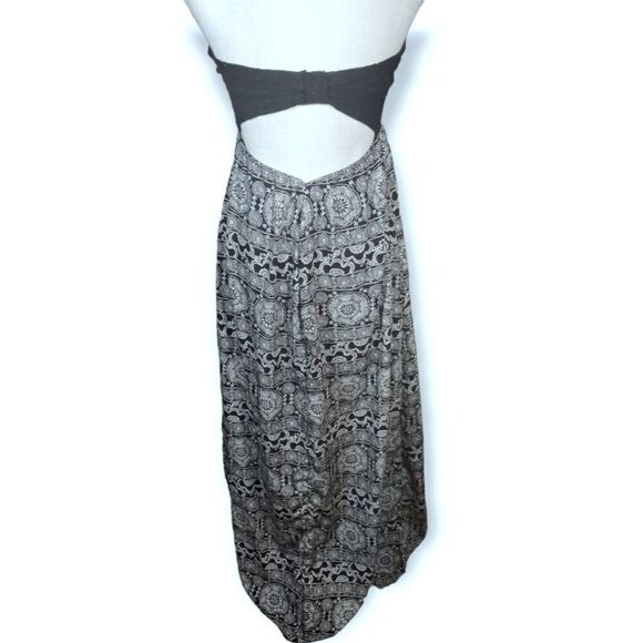 BLACK & CREAM/WHITE STRAPLESS CUTOUT MAXI DRESS SZ.S EUC - Picture 5 of 5